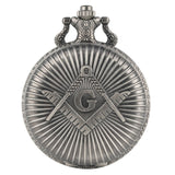Bronze Masonic Freemasonry Chrome Square and Compass Mason Retro Necklace Pendant Quartz Pocket Watch Best Gifts for Freemason